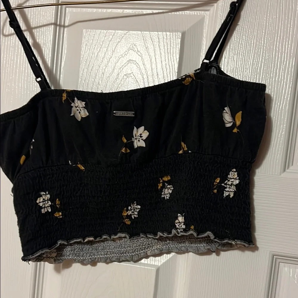 Billabong Black Tie Front Smocked Camisole - Picture 2 of 4